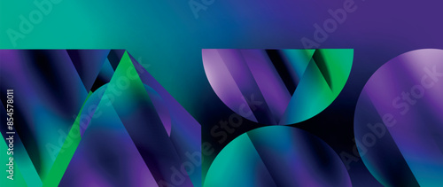 Captivating abstract backdrop composed of interlocking triangles and circles, forming an intriguing dance of shapes and patterns that exude both elegance and modernity