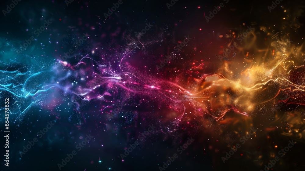 Dynamic abstract energy waves in vibrant blue, red, and yellow colors on a dark background, representing power and motion. Dynamic abstract energy waves in vibrant blue, red, and yellow colors on a dark background, representing power and motion.