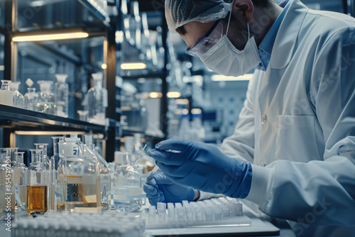 Scientist working in a laboratory conducting research photo