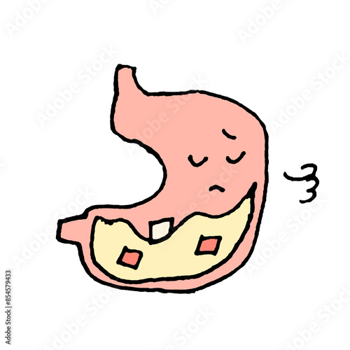 消化不良の胃のイラストフリー素材