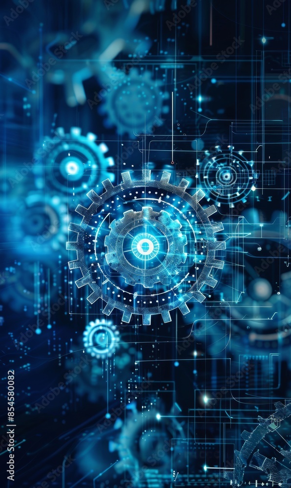 Fototapeta premium Conceptual image of digital transformation with gears and cogs symbolizing progress
