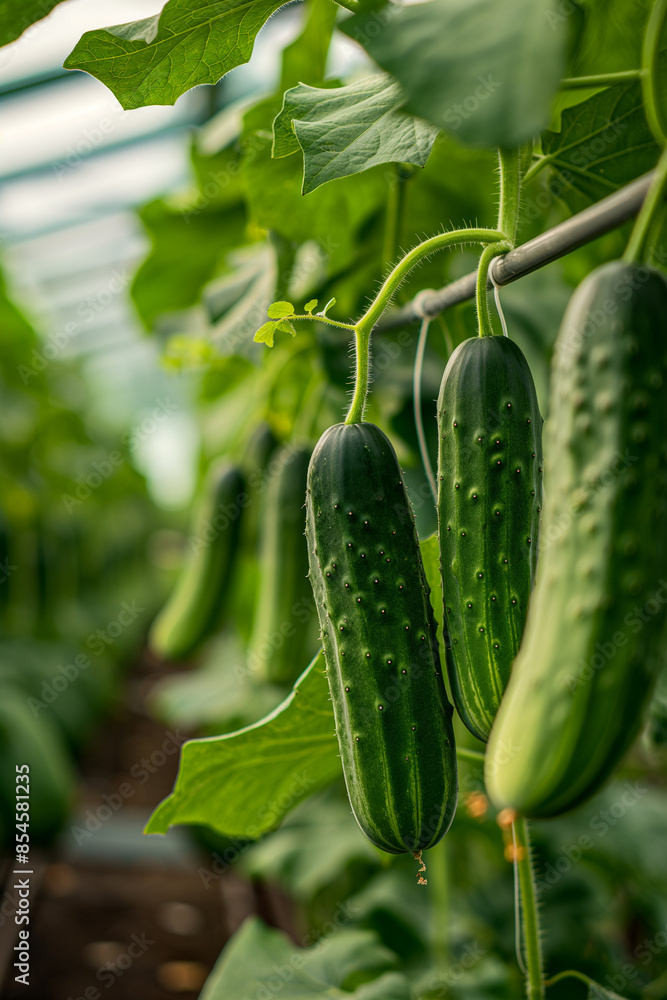 Growing Cucumbers in a greenhouse. healthy eating Growing Cucumbers in a greenhouse. healthy eating