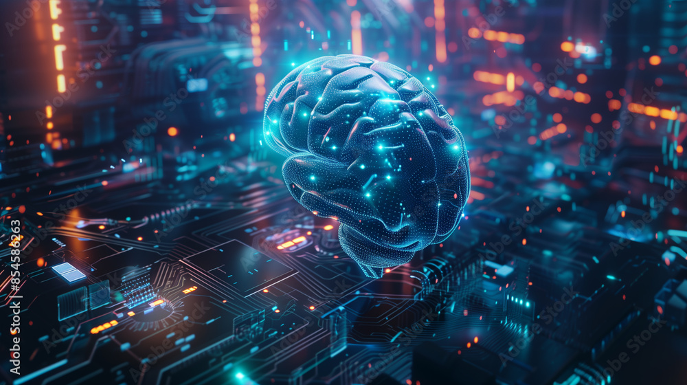 Digital Brain Hologram in High-Tech Environment
Digital Brain Hologram in High-Tech Environment