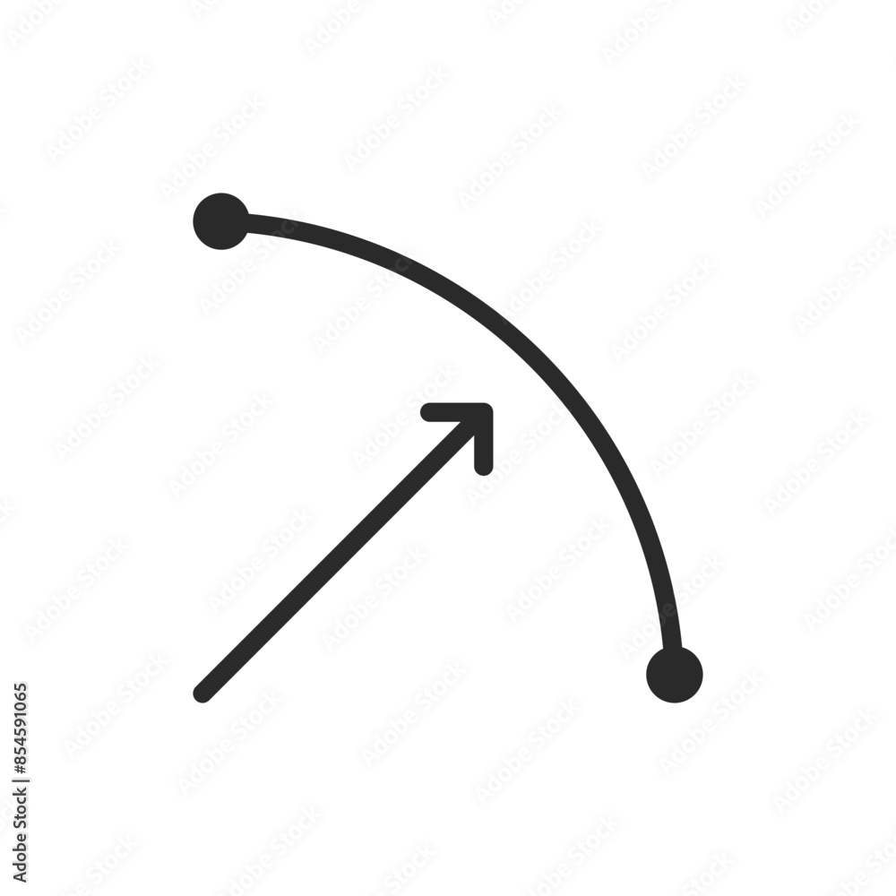 Arc measurement, linear style icon. Curved line with an arrow, an arc. Editable stroke width. Arc measurement, linear style icon. Curved line with an arrow, an arc. Editable stroke width.