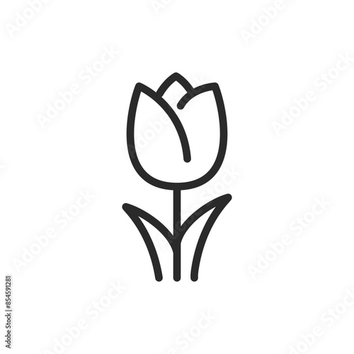 Tulip, linear style icon. spring and elegance. Editable stroke width