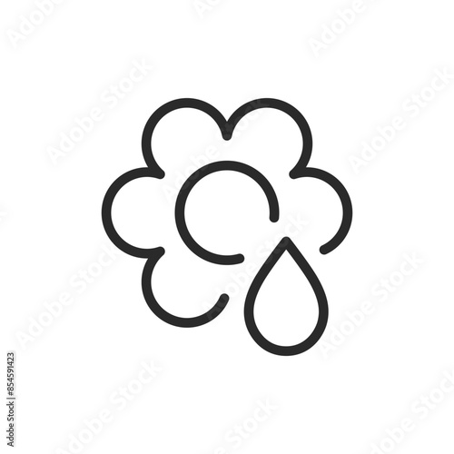 Floral essential oil, linear style icon. Flower and drop. Editable stroke width