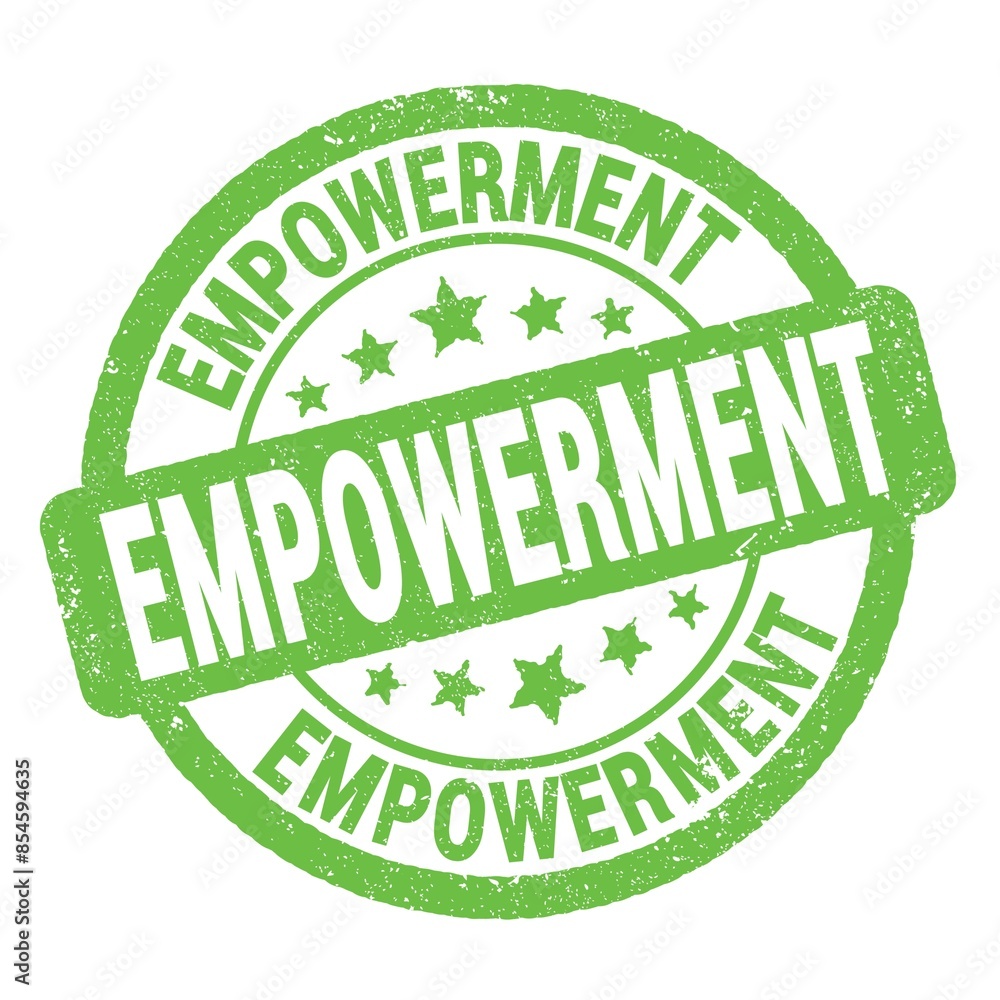 EMPOWERMENT text written on green round stamp sign. EMPOWERMENT text written on green round stamp sign.