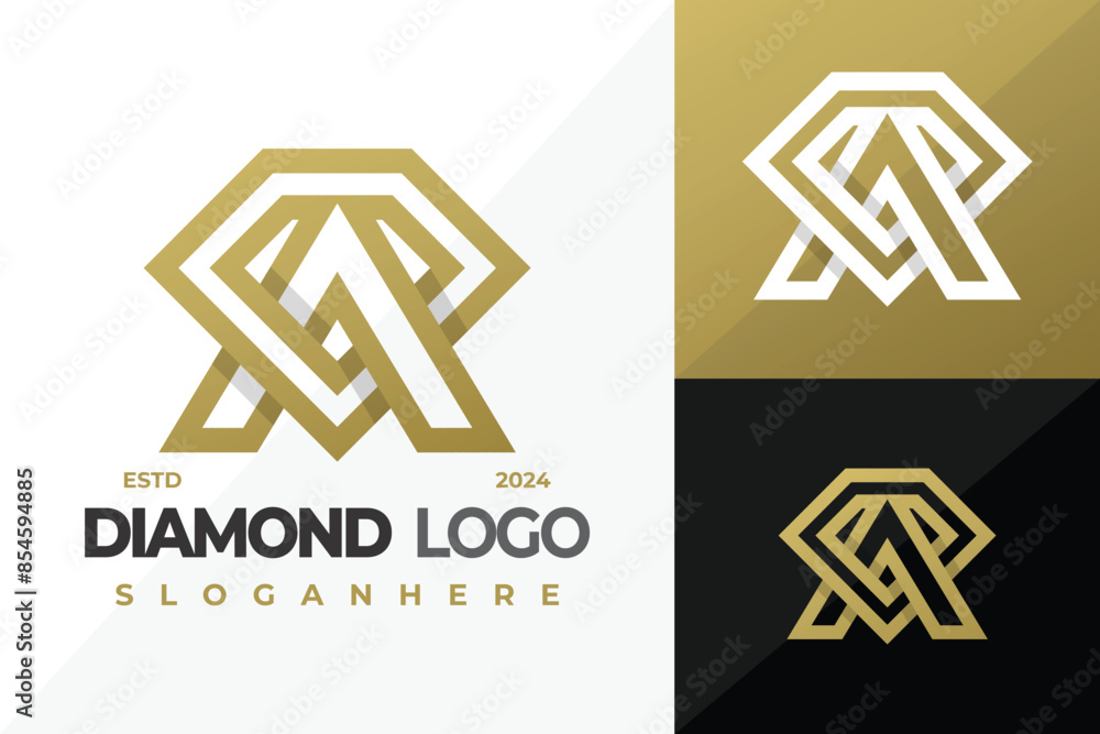 Letter A Alpha Diamond logo design vector symbol icon illustration Letter A Alpha Diamond logo design vector symbol icon illustration