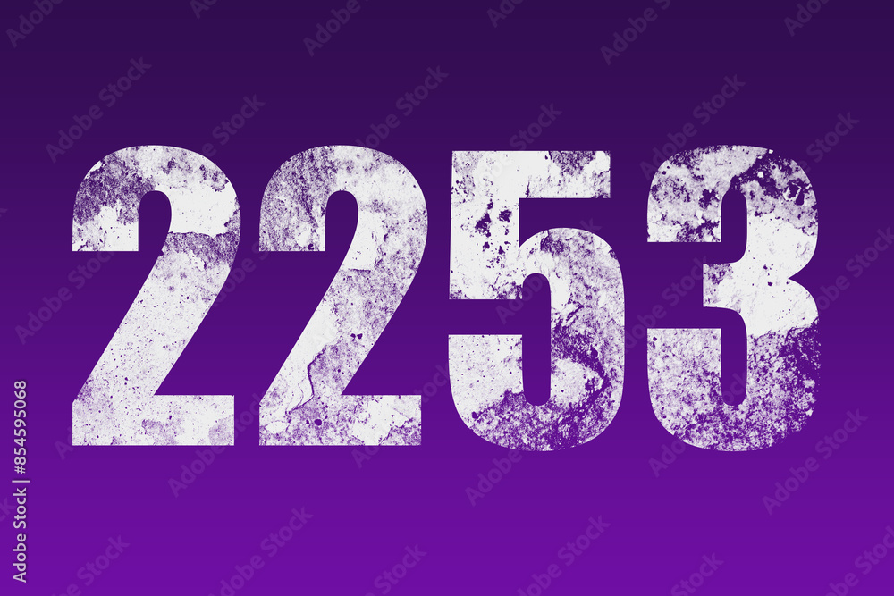 flat white grunge number of 2253 on purple background. flat white grunge number of 2253 on purple background.