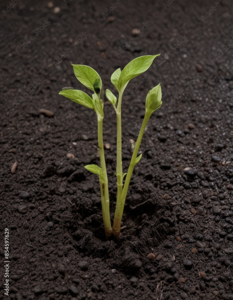 young plant in soil young plant in soil