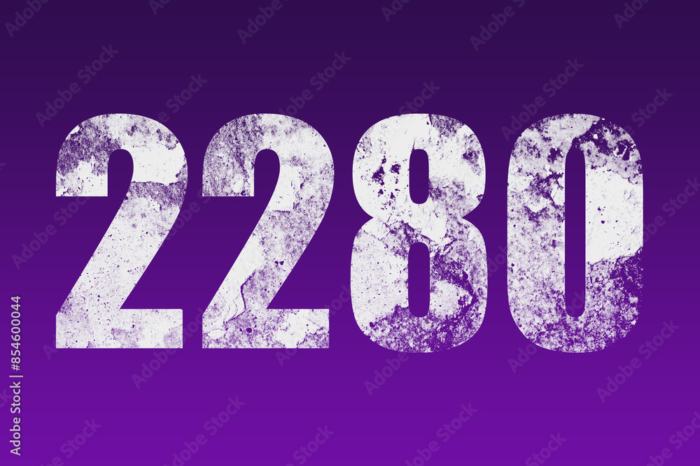 flat white grunge number of 2280 on purple background. flat white grunge number of 2280 on purple background.