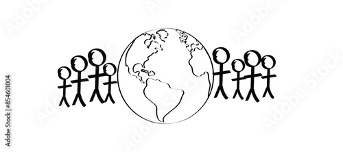 Vector Illustration of world population day. Drawing doodle vector