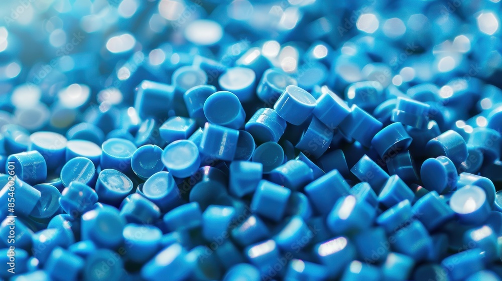 The blue plastic pellets The blue plastic pellets