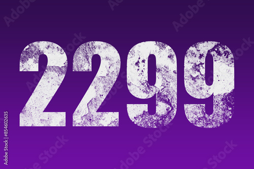 flat white grunge number of 2299 on purple background. 