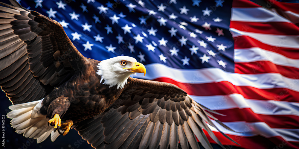 Naklejka premium Bald eagle American, Bald eagle flying, bald eagle head isolated