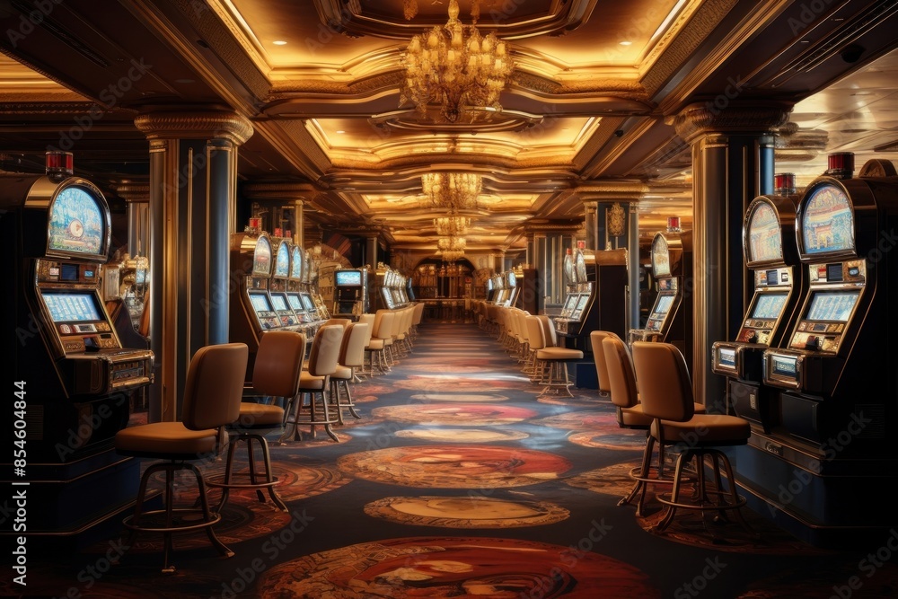 Casino empty scene game architecture illuminated. Casino empty scene game architecture illuminated.