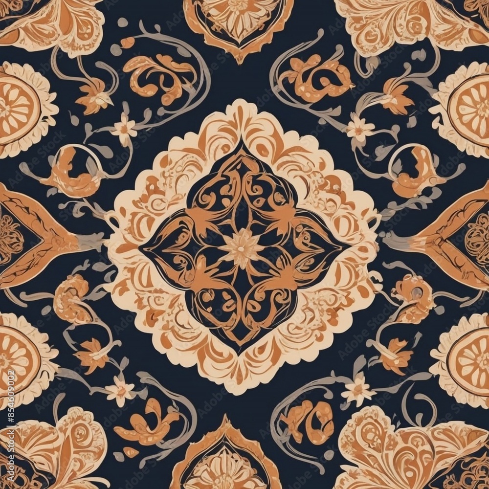 Seamless pattern with flowers, A Batik traditional motif Seamless pattern with flowers, A Batik traditional motif