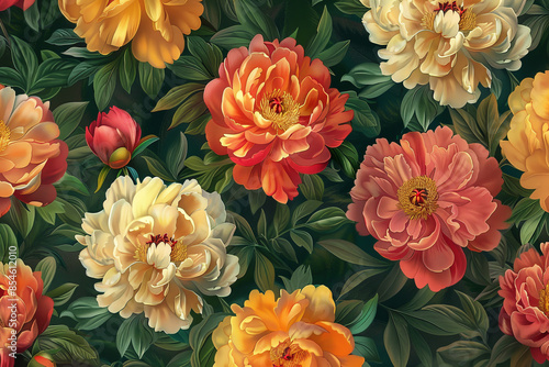seamless botanical vintage floral pattern texture illustration © Rahmawati