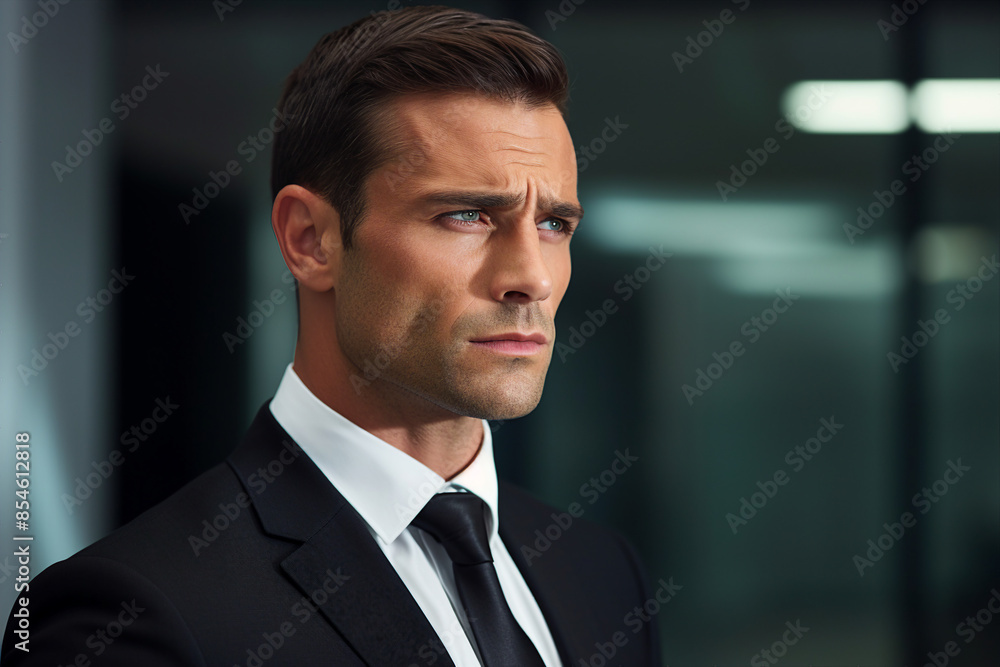 Portrait of a confident man in office working as chief company owner made with generative AI