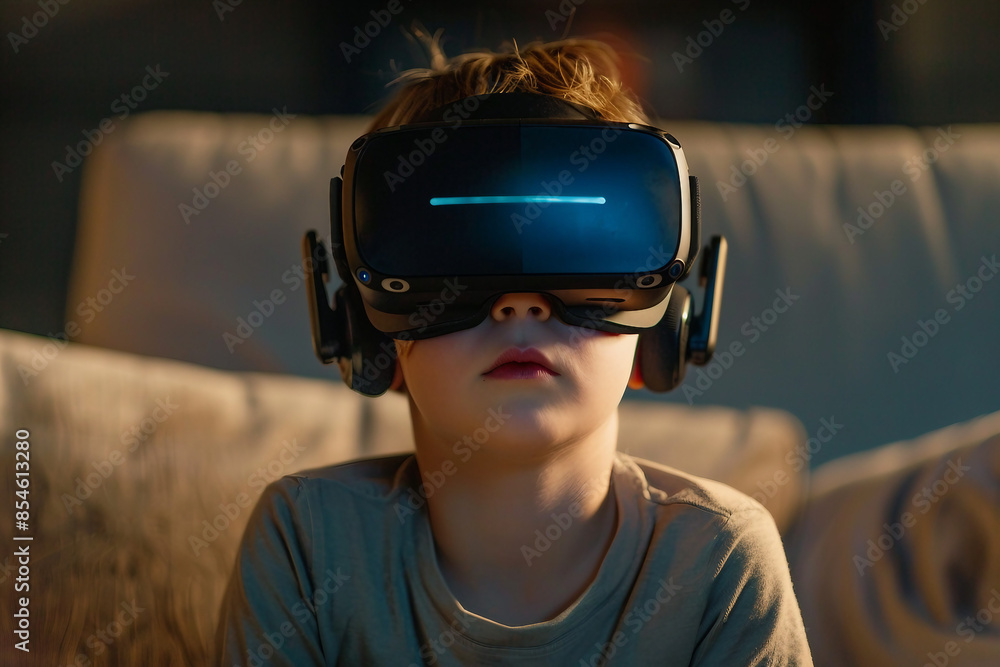 Person in vr virtual reality goggles visiting metaverse gaming world tech addicted, Generative AI Person in vr virtual reality goggles visiting metaverse gaming world tech addicted, Generative AI