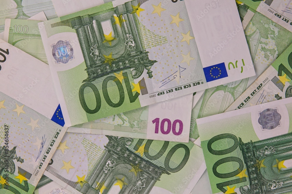 Closeup of hundred euro notes. Closeup of hundred euro notes.