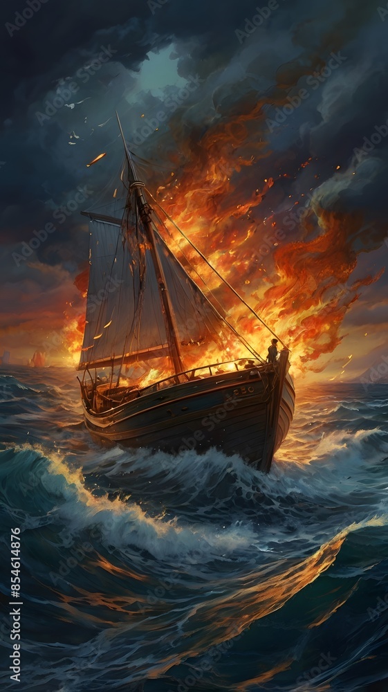 Obraz premium ship in the sea, ai generated