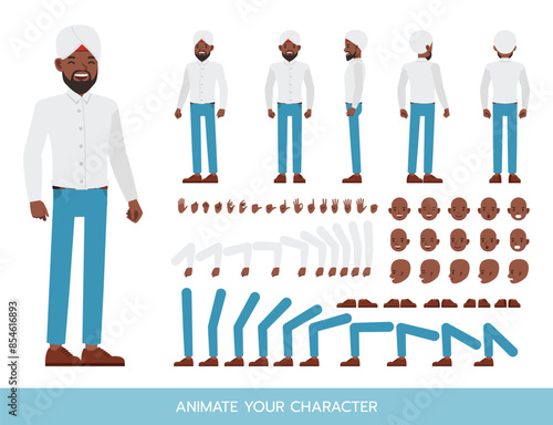 Indian businessman wear white shirt character vector illustration design. Create your own pose.