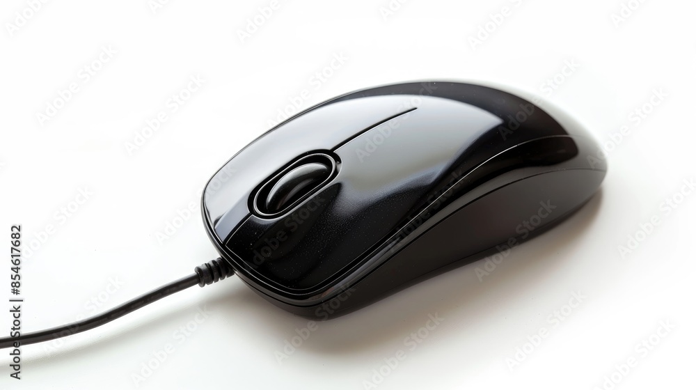 Long wired optical mouse isolated on white background Long wired optical mouse isolated on white background
