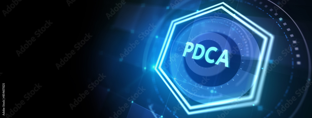 Fototapeta premium PDCA Plan Do Act Check Business technology concept. Technology, Internet and network concept. 3d illustration