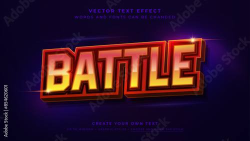 Battle vector text effect on abstract blue background, dynamic graphic style