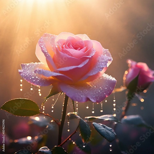 pink rose with water drops