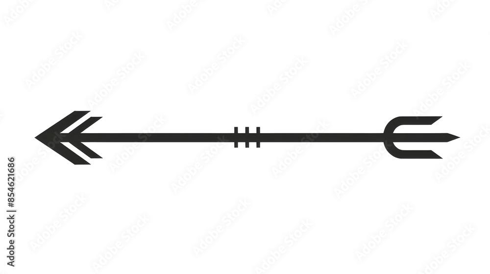 A sleek and minimalist black arrow pointing to the left on a transparent background