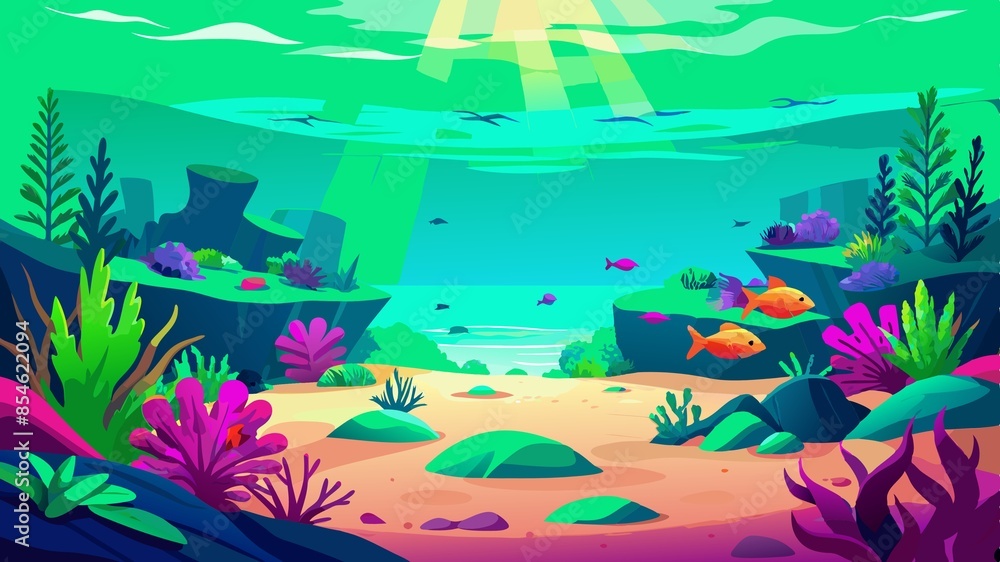Underwater landscape. Cartoon illustration of underwater landscape vector background for web design Underwater landscape. Cartoon illustration of underwater landscape vector background for web design