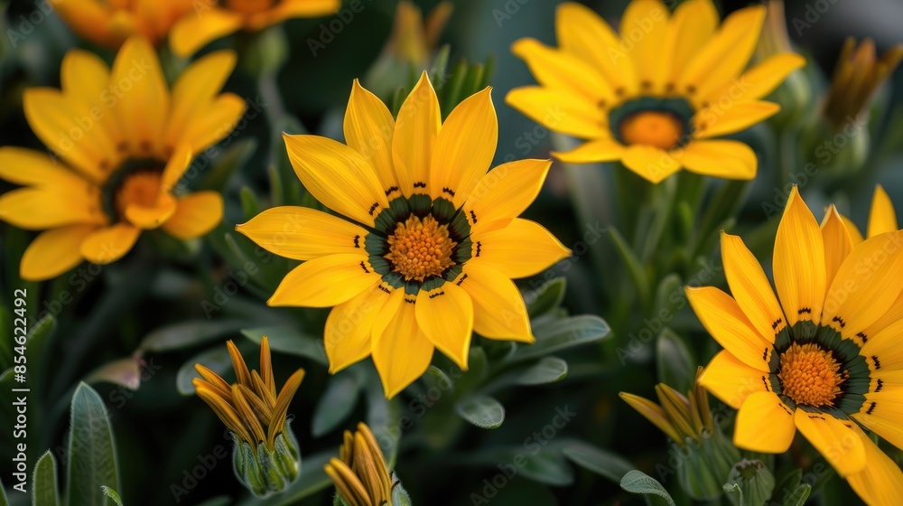 Yellow flowers of Gazania in bloom during the winter Yellow flowers of Gazania in bloom during the winter