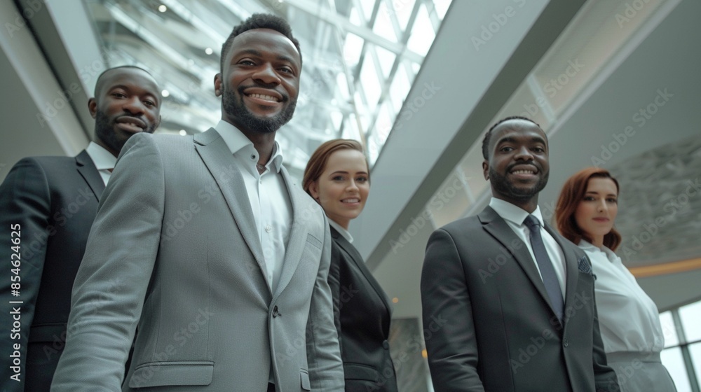 Diverse Corporate Team in Modern Office Setting Smiling Confidently - AR 16:9
Diverse Corporate Team in Modern Office Setting Smiling Confidently - AR 16:9