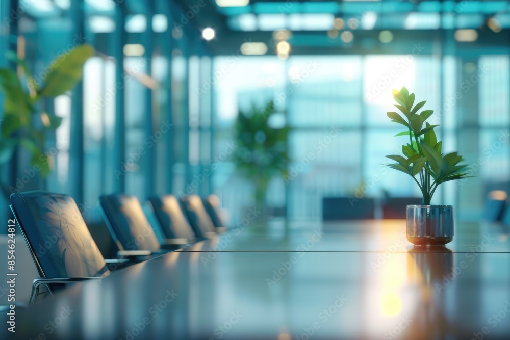 Beautiful blurred background image of a meeting room in a modern office with panoramic windows Beautiful blurred background image of a meeting room in a modern office with panoramic windows