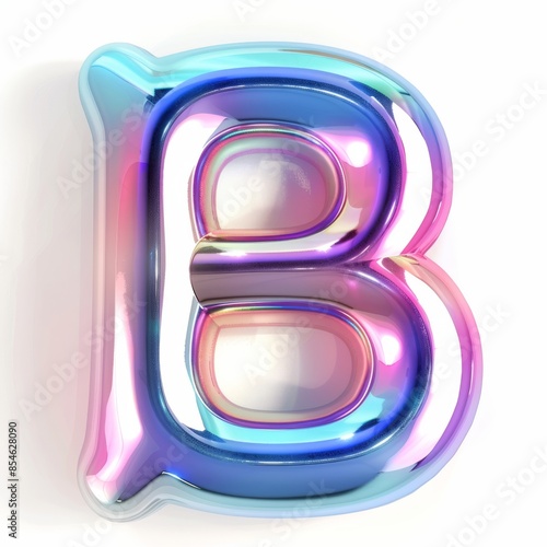 The metallic letter B in Y2K style is illustrated as a modern illustration