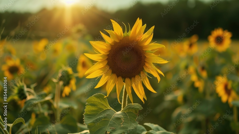 Fototapeta premium The sunflower has bloomed in the fields
