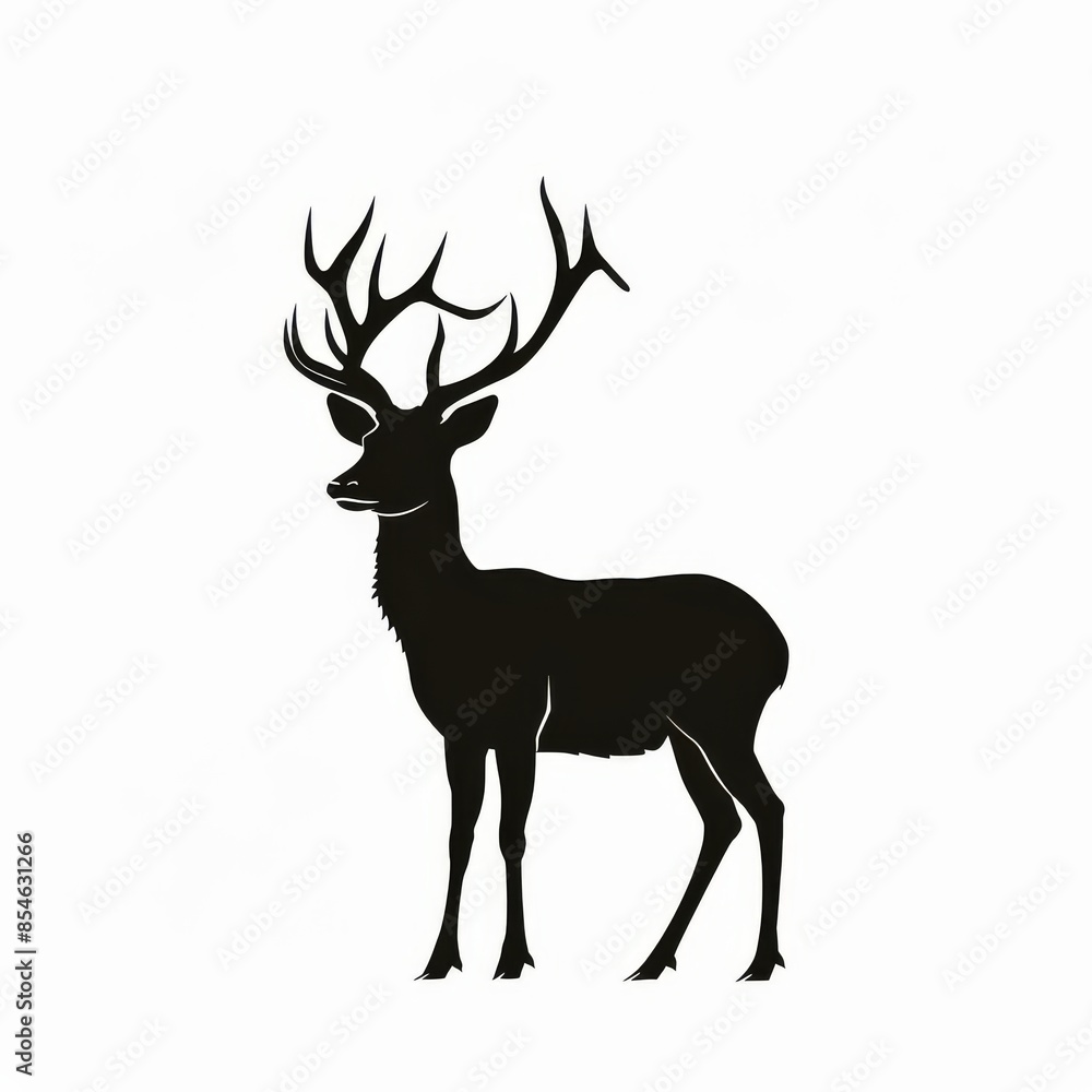 Megaloceros silhouette isolated on white background, concept of prehistoric animals Megaloceros silhouette isolated on white background, concept of prehistoric animals
