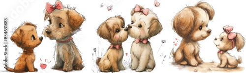Watercolor dog cliparts, children's watercolor illustration
