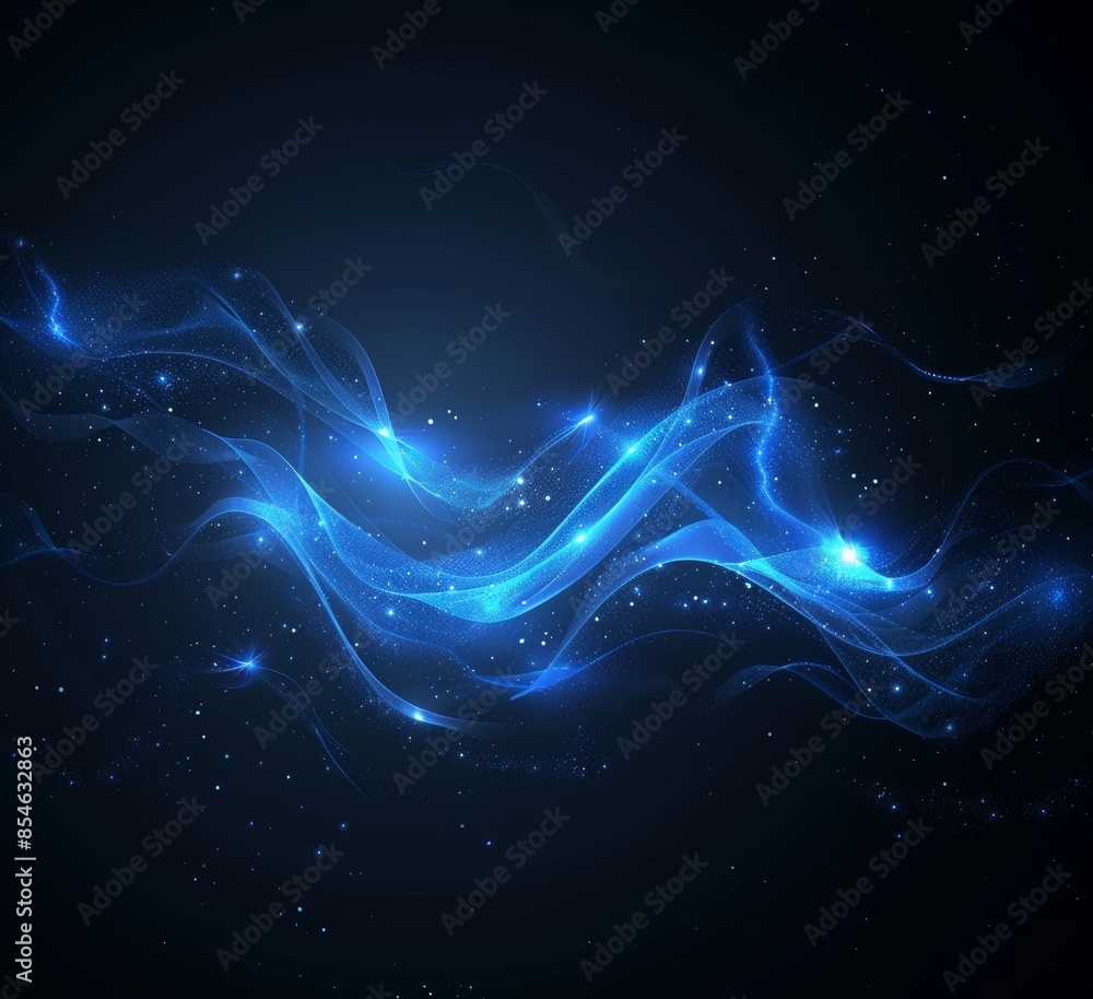 Isolated on black background, a magical gas cloud in neon blue tones. Isolated on black background, a magical gas cloud in neon blue tones.