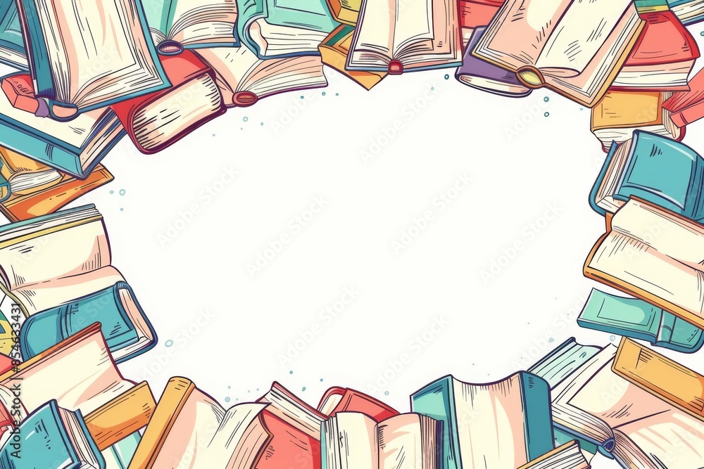 One line drawing of a book colored line icon. Modern illustration of a books line art pattern frame. One line drawing of a book colored line icon. Modern illustration of a books line art pattern frame.