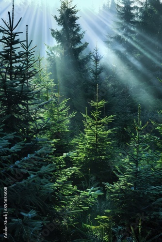 Green Forest of spruce trees