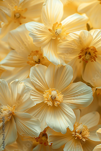 Realistic portrait photo macro shot, of spring botanical light yellow flower  background, wallpaper, wall art