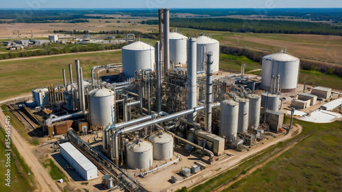 Showcasing the process of capturing carbon dioxide emissions from industrial sources, converting them for utilization. Ai generative