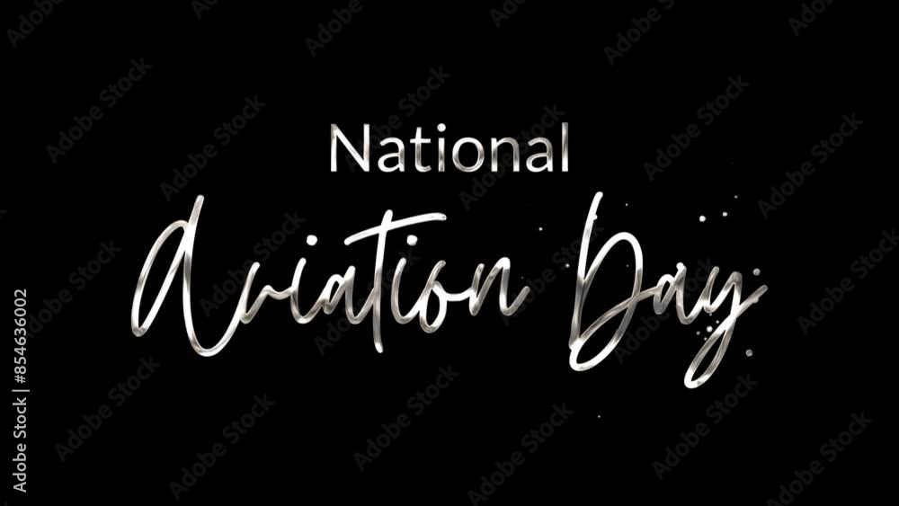 Elegant 4K National Aviation Day text animation with white ink droplets forming flowing calligraphy. Glowing effect, transparent background, perfect for commemorative events.
Elegant 4K National Aviation Day text animation with white ink droplets forming flowing calligraphy. Glowing effect, transparent background, perfect for commemorative events.