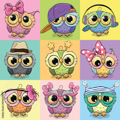 Wallpaper Mural Pattern with cute cartoon owls Torontodigital.ca