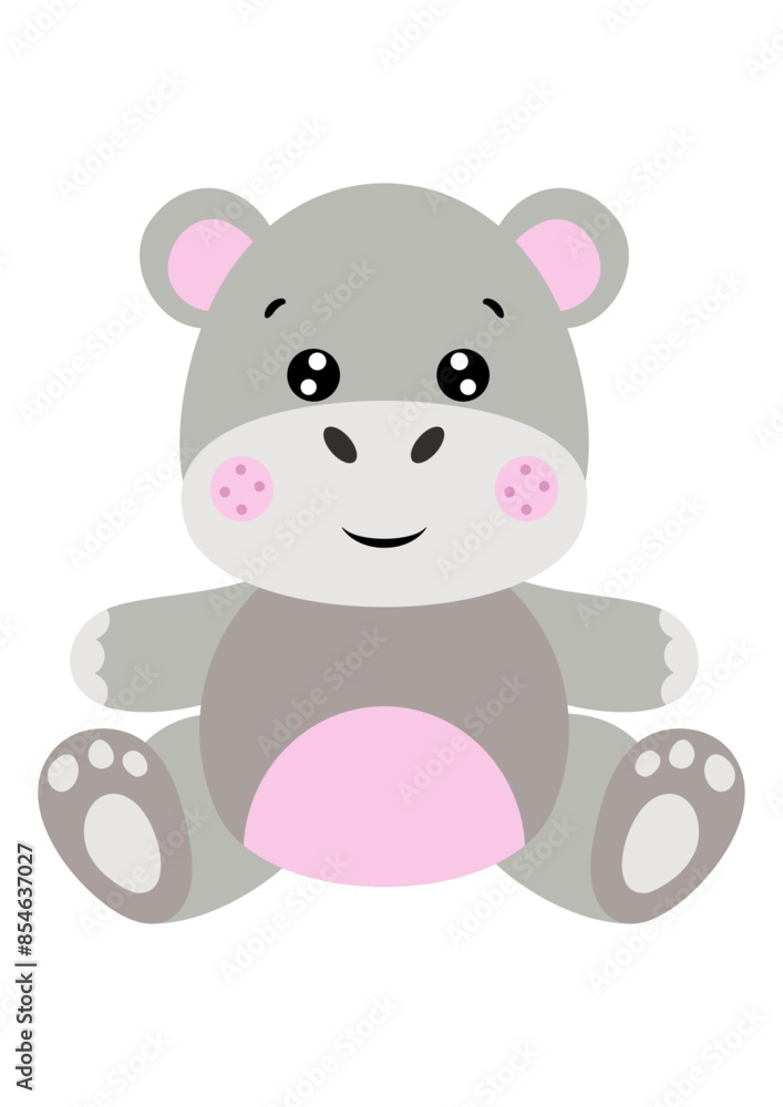 Obraz premium Cute hippo sitting isolated on white
