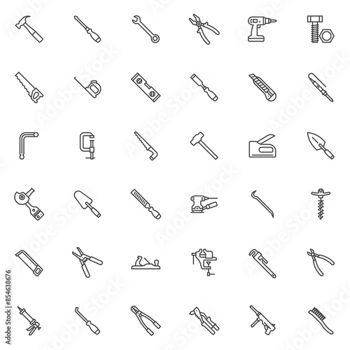 Tools line icons set