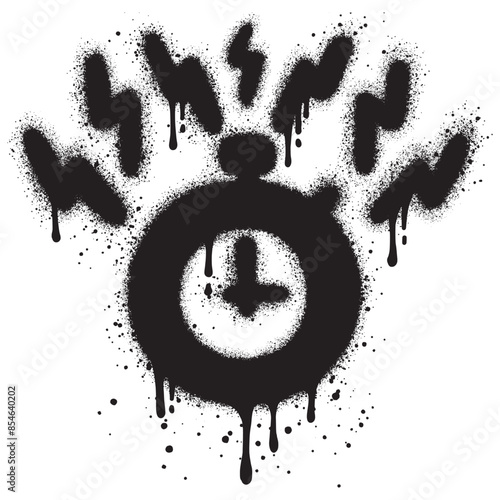 Spray Painted Graffiti stopwatch isolated with a white background. Vector design street art. EPS 10.